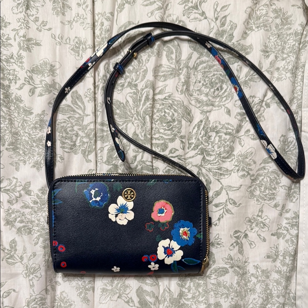 Tory Burch Blue Floral Crossbody Bag